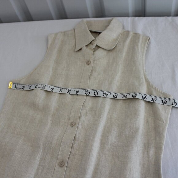 Units Womens 100% Linen Maxi Shirtdress Sleeveless Button Front Size Med NWOT - Picture 8 of 10